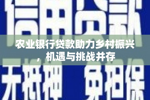 和田县农业银行贷款助力乡村振兴，机遇与挑战并存